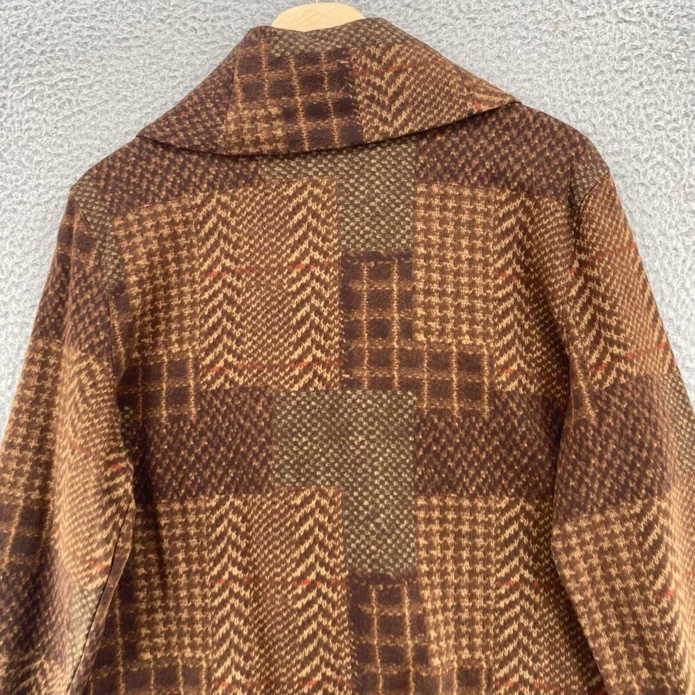 Lauren Ralph Lauren Jacket Womens Large Brown Mix Pattern Shawl Lapel Coatigan - Picture 4 of 9